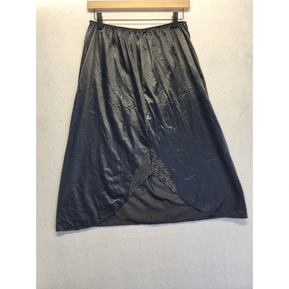 Vanity Fair Vintage Black Lace Trim Half Slip Skirt‎ Lingerie Style XL 30in